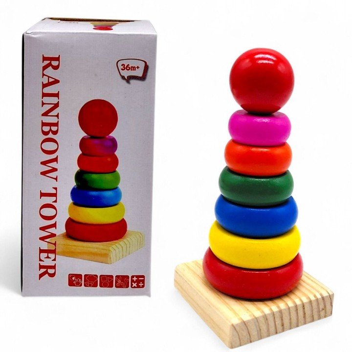 Розвиваюча іграшка "Піраміда ялинка" деревяна (14 см)
