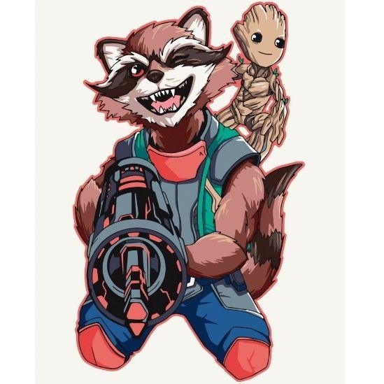 Картина за номерами "Грут та Ракета" 40х50 см