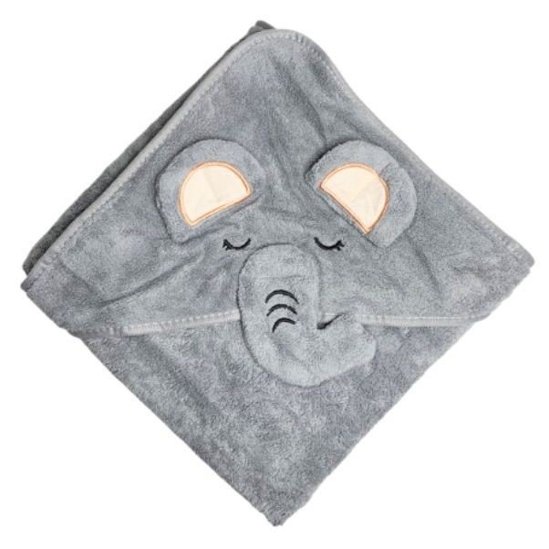 Дитячий рушник з капюшоном "СЛОН", розмір 80*80 см (СІРИЙ)