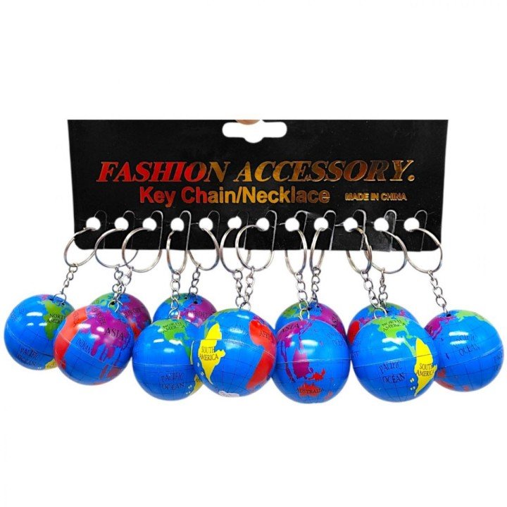 Брелок Глобус, металевий, 8 см (12 шт)