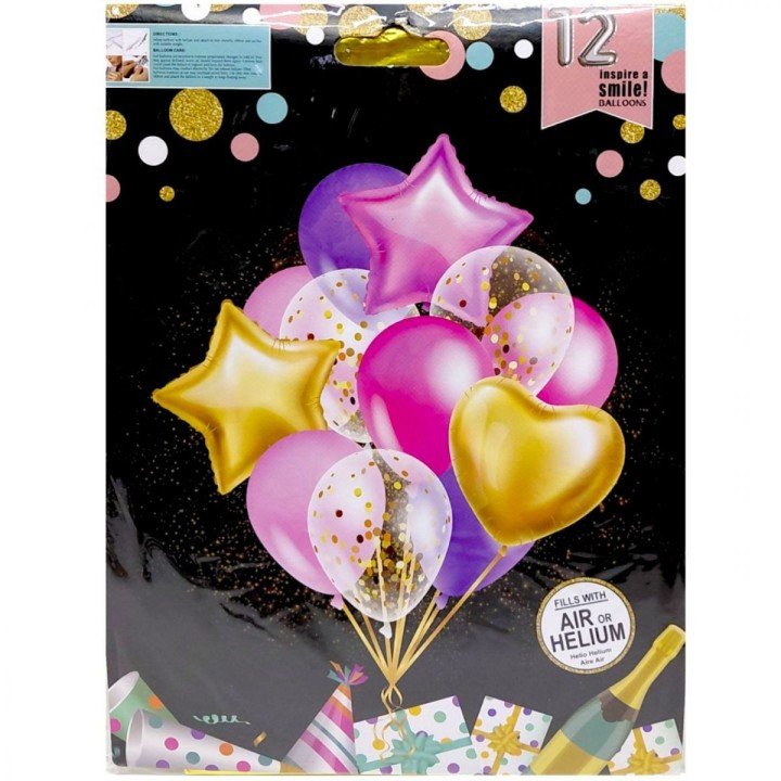 Кулі набір-букет 12шт (3шт.-45см,9шт.-30см) (30867)