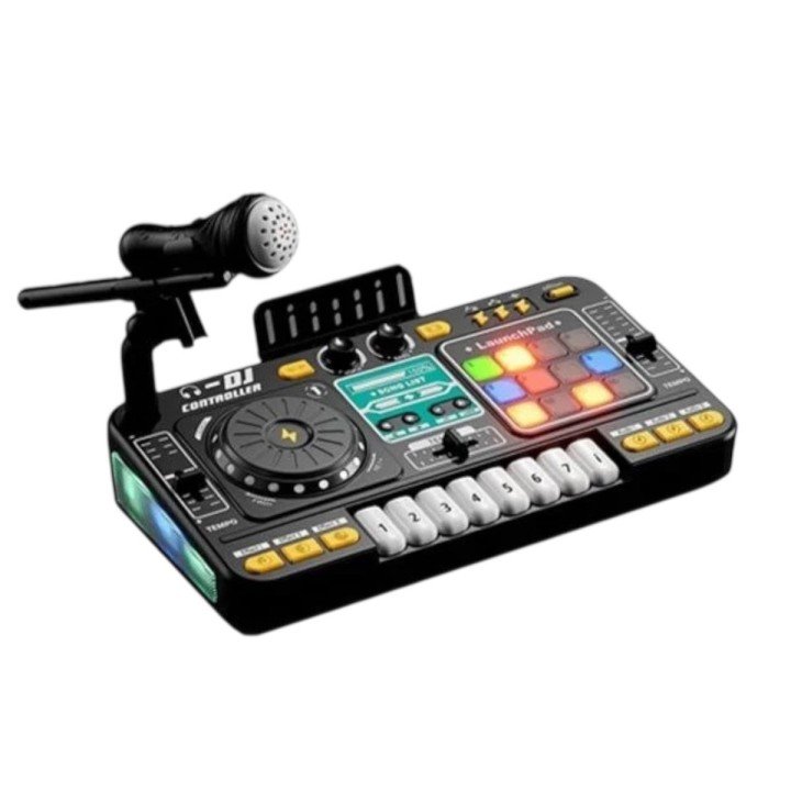 Музична установка (вбудований акумулятор 3.7 V, USB кабель, музика, піаніно, звукові ефекти, гра на швидкість, запис, підсвічування, мікрофон, в коробці )