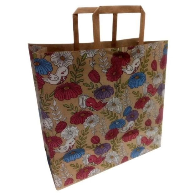 Пакет паперовий з ручками бурий (5 шт в пакуванні) 32х15х30 см