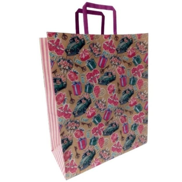 Пакет паперовий з ручками бурий (5 шт в пакуванні) 32х15х38 см