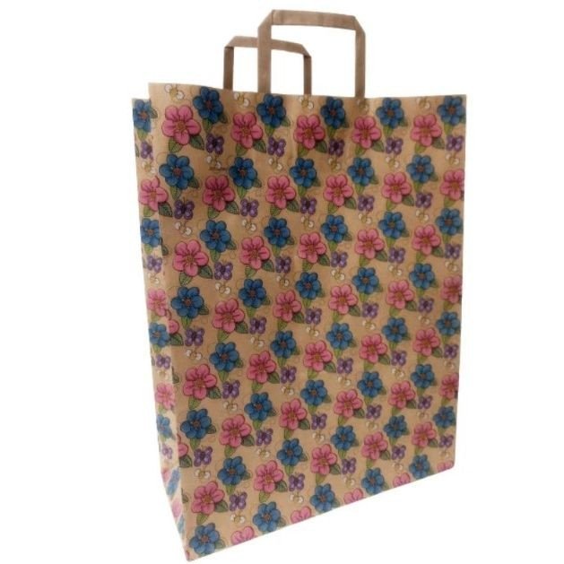 Пакет паперовий з ручками бурий (5 шт в пакуванні) 32х15х42 см