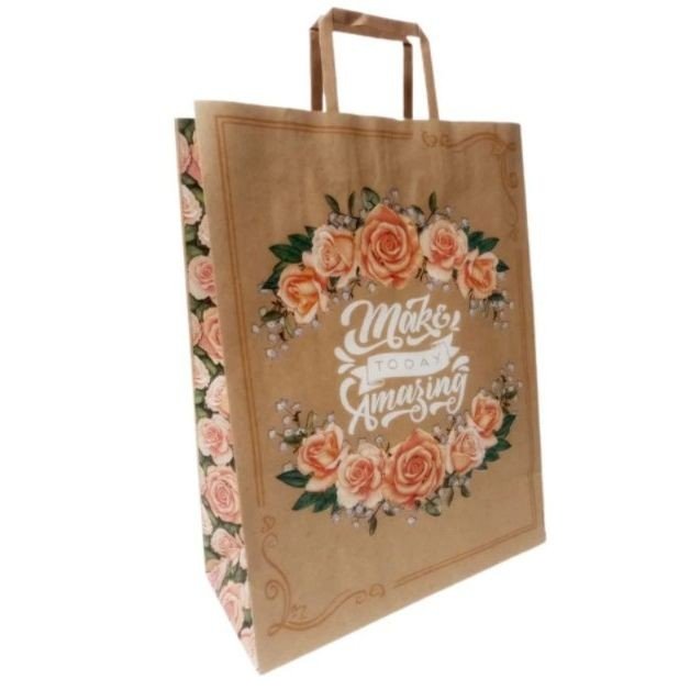 Пакет паперовий з ручками бурий (5 шт в пакуванні) 32х15х42 см