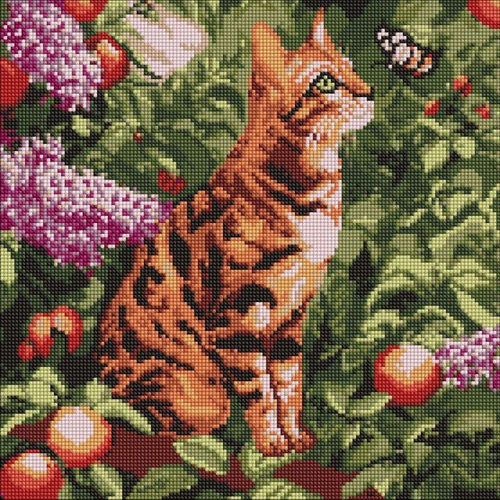 Алмазна мозаїка "Бенгальський кіт" 40х40 см