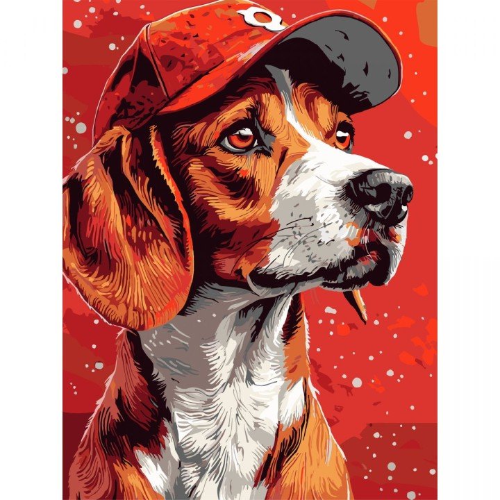Картина по номерах "Пес у кепці" 30х40 см