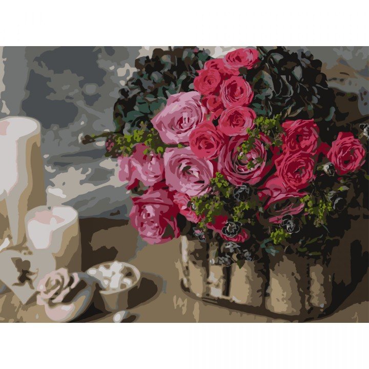 Картина по номерах "Рожевий букет" 30х40 см