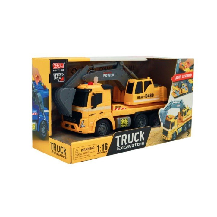 Автомобіль-екскаватор інерційний зі світлом і звуком 1:16 в коробці
