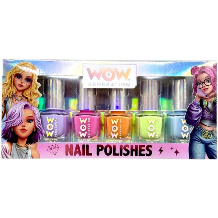 Лак для нігтів яскравих кольорів, 5 шт.