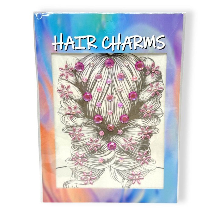 Наліпки-стрази для волосся (рожевий)