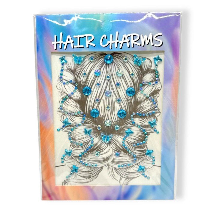 Наліпки-стрази для волосся (блакитний)