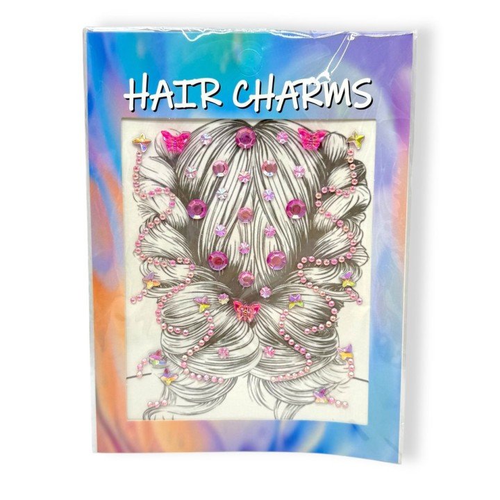 Наліпки-стрази для волосся (рожевий)