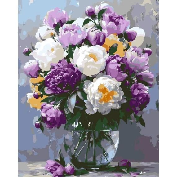 Картина за номерами "Букет півоній у вазі" 40*50 см