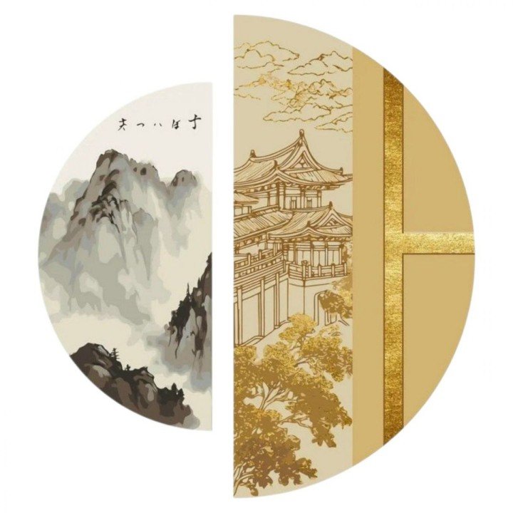 Картина за номерами з фарбами металік "Японський дух" (напівкруги 50 см, 70 см)