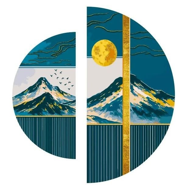 Картина за номерами з фарбами металік "Японський пейзаж" (напівкруги 50 см, 70 см)