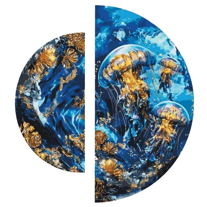 Картина за номерами з фарбами металік "У глибинах океану" (напівкруги 50 см, 70 см)