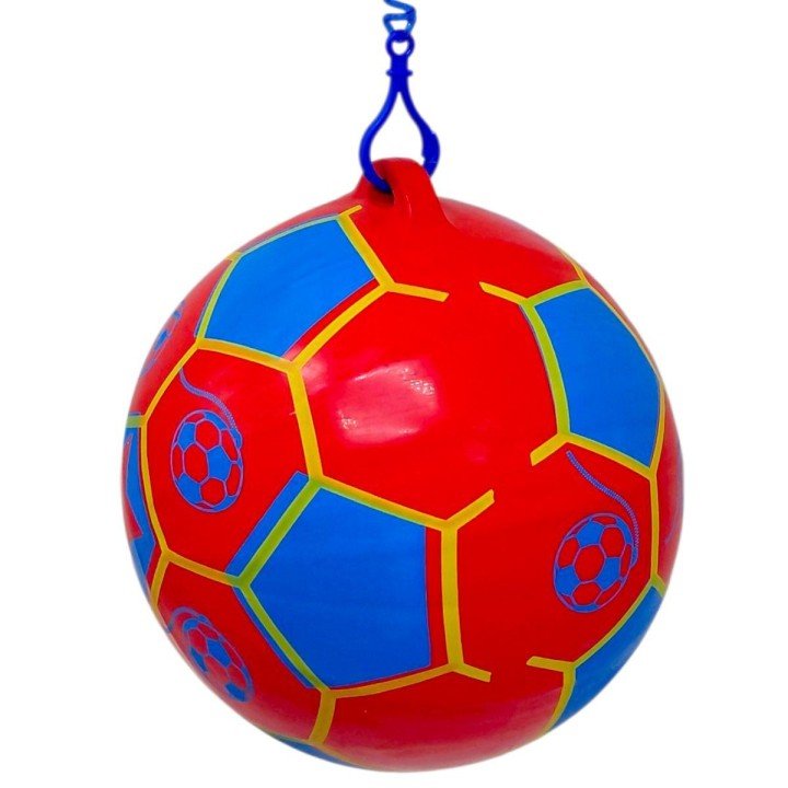 М'яч гумовий, діаметр 17 см, карабін з пружинкою, ЧЕРВОНИЙ