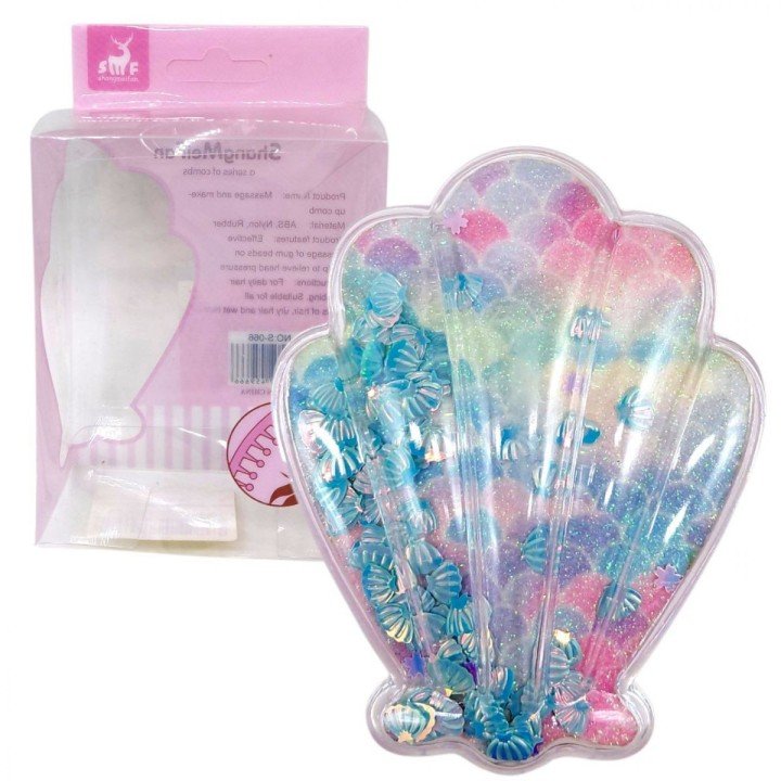 Гребінець для волосся "Блискуча мушля" БЛАКИТНА