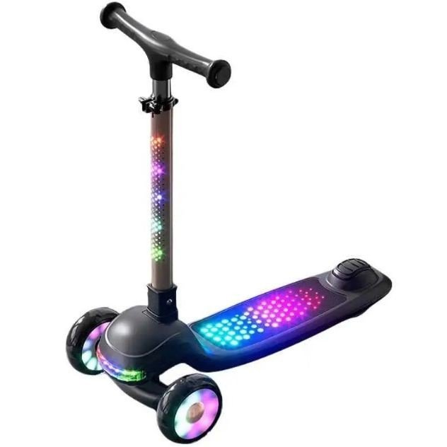 Самокат триколісний "Skyper" (колеса PU 125х35мм зі світлом, музика та підсвічування платформи, кермо складне)