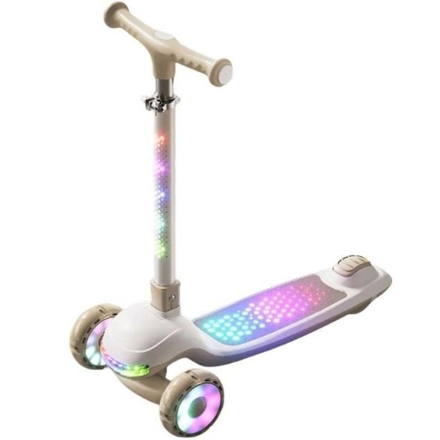 Самокат триколісний "Skyper" (колеса PU 125х35мм зі світлом, музика та підсвічування платформи, кермо складне)