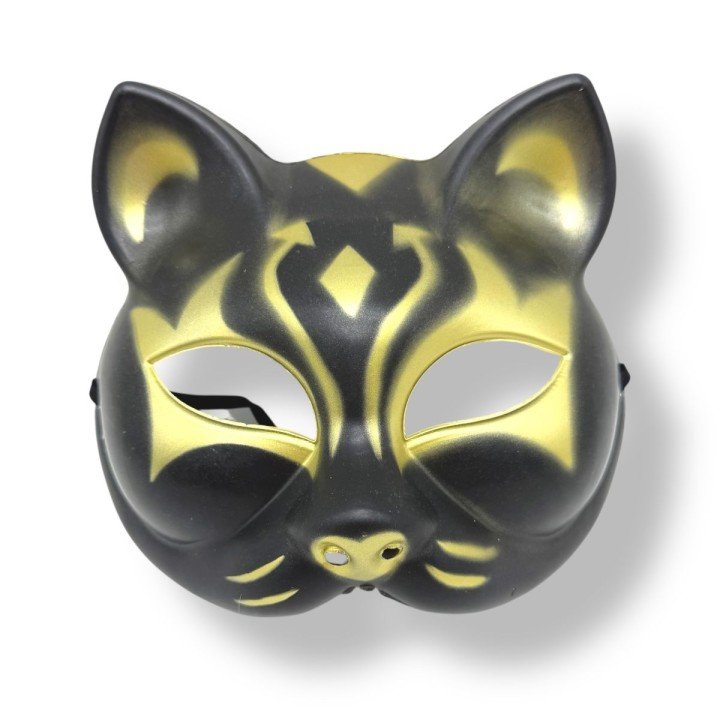 Маска Японської лисиці (ЧОРНО-ЗОЛОТА)