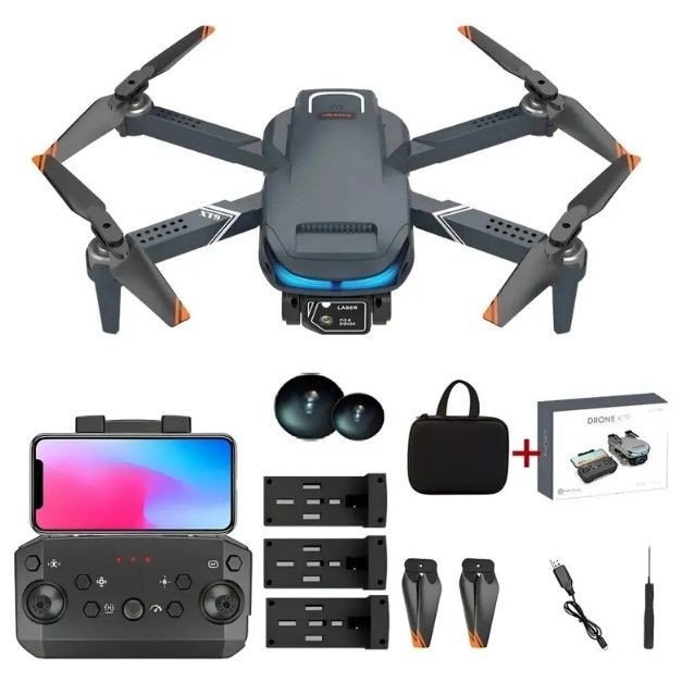 Квадрокоптер на радіокеруванні (headless mode, LED light, уникає перешкоди, оберти на 360, керування з додатка, Wi-fi камера, безщітковий мотор, пульт керування 2.4 G, футляр)