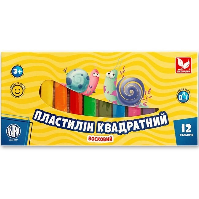 Пластилін квадратний восковий 12 кольорів