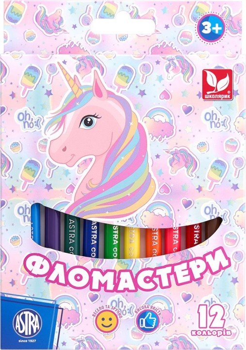 Фломастери Unicorn 12 кольорів в наборі