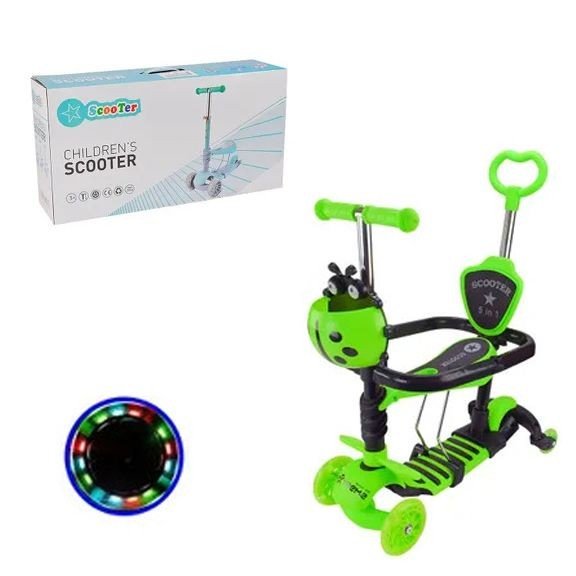 Самокат дитячий 3-х колісний 3в1, колеса PU світло (ЗЕЛЕНИЙ)