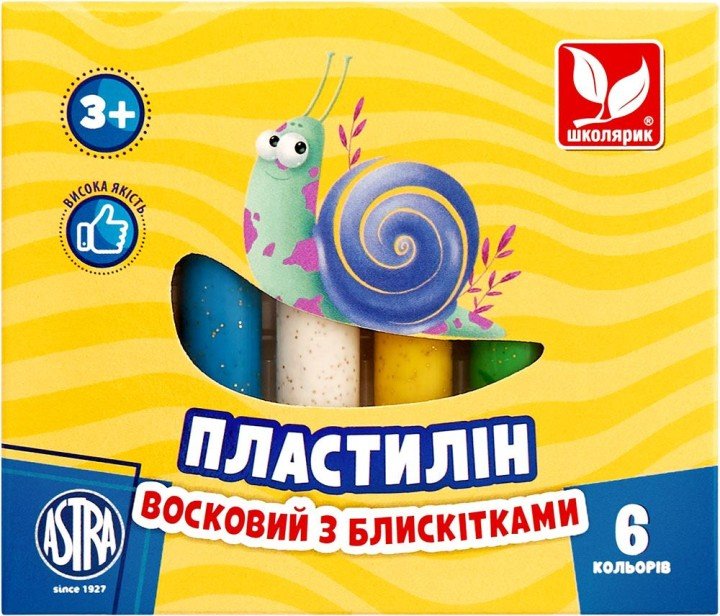 Пластилін круглий з блискітками 6 кольорів