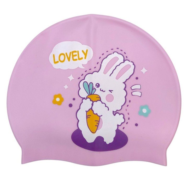 Шапочка для плавання силіконова, у пакеті "ЗАЄЦЬ" (РОЖЕВА)