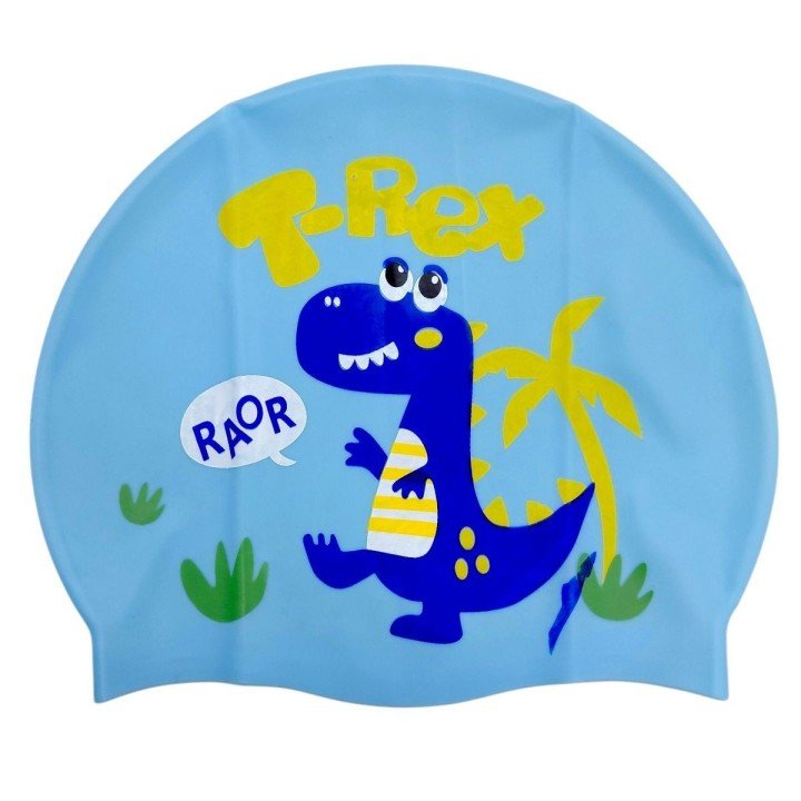 Шапочка для плавання силіконова, у пакеті "ДИНОЗАВР" (БЛАКИТНА)