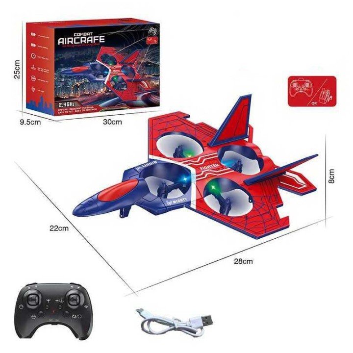 Літак на радіокеруванні (трюки, підсвічування, пульт 2.4 GHz, акумулятор, запасні лопаті, в коробці)
