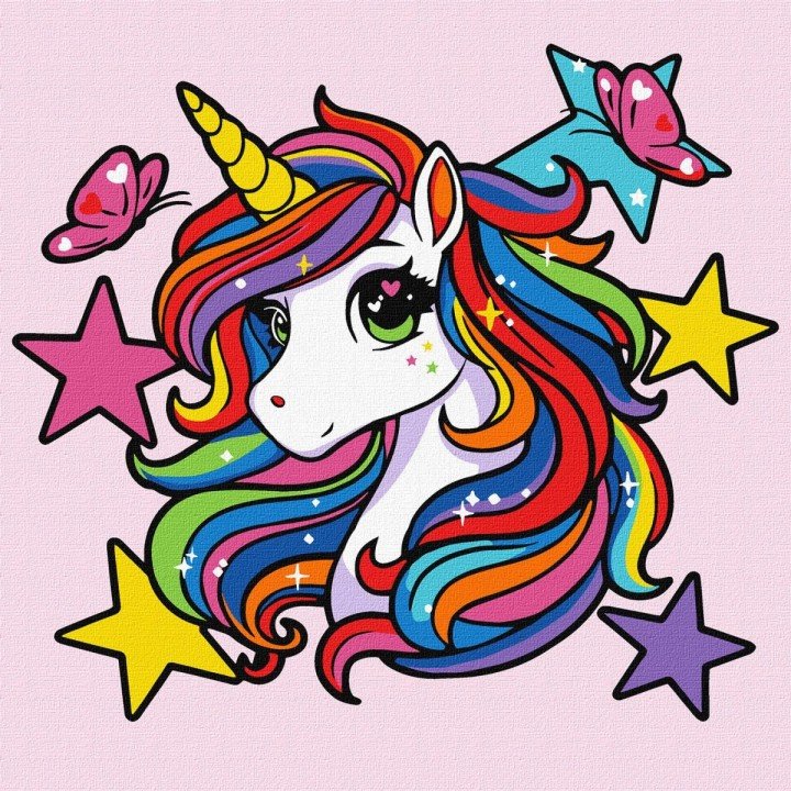 Картина по номерах "Яскравий єдиноріг" 25х25см