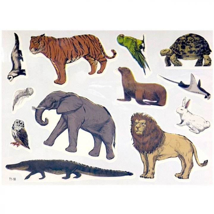 Татуювання-перебивки, тимчасові, "Дикі тварини" (1 аркуш)