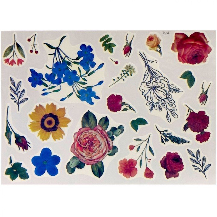 Татуювання-перебивки, тимчасові, "Квіти 2" (1 аркуш)