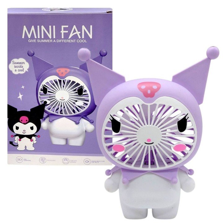 Вентилятор "MINI FAN", вбудований акумулятор, USB Type-C, в коробці (KUROMI)