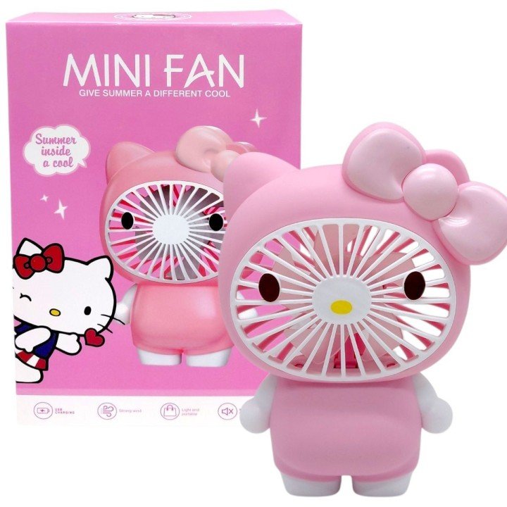 Вентилятор "MINI FAN", вбудований акумулятор, USB Type-C, в коробці (HELLO KITTY)