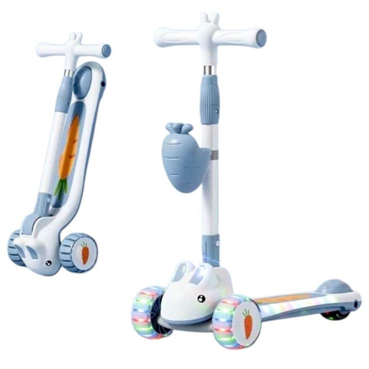 Самокат триколісний "Skyper" (колеса PU 125х40мм зі світлом, озвучування та підсвічування платформи, кермо складне, кошик)