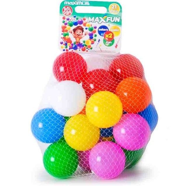 Набір кульок MaxFun (21 шт. діаметр 8 см. більше мʼяких кульок більше кольорів)