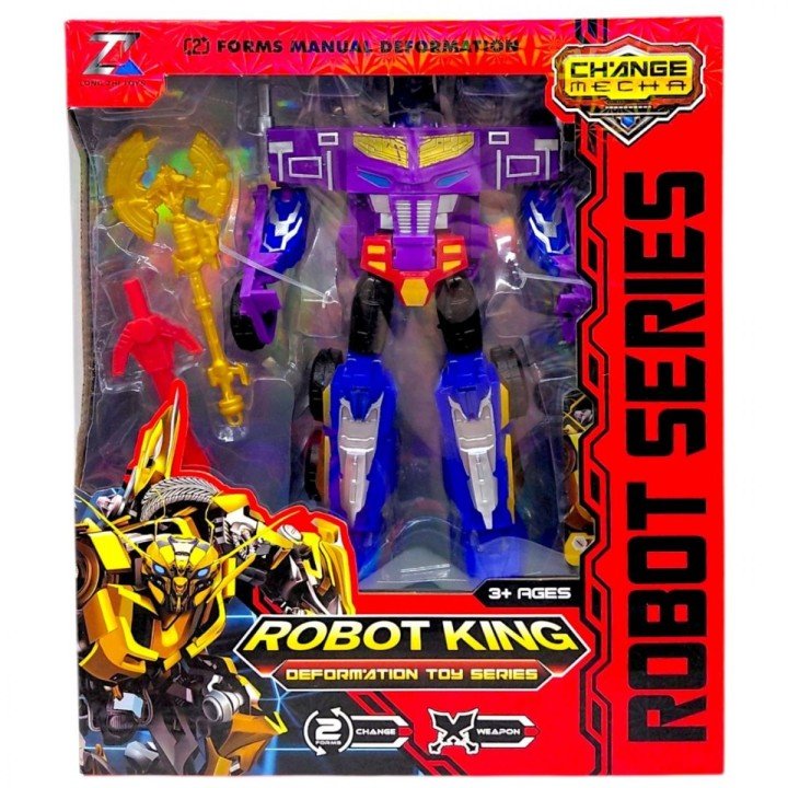 Трансформер, кінцівки обертаються, зброя, пластикові колеса, в коробці (ФІОЛЕТОВИЙ)