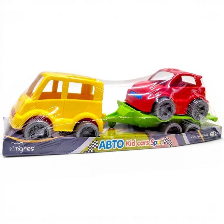 Набір авто Kid cars Sport (автобус жовтий + машинка червона)