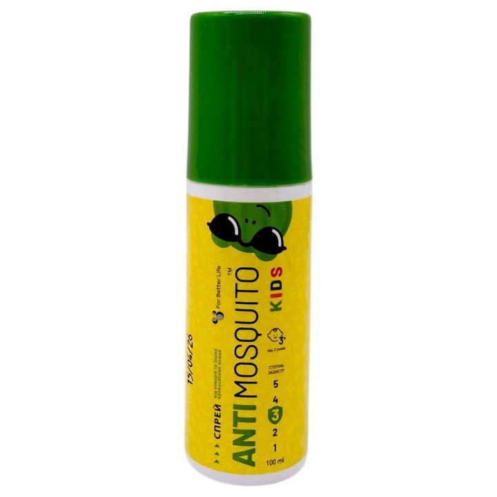 СПРЕЙ ВІД КОМАРІВ (ТА КРОВОСОСНИХ КОМАХ)  ДЛЯ ДІТЕЙ ВІД 3-Х РОКІВ ANTI MOSQUITO KIDS, 100МЛ