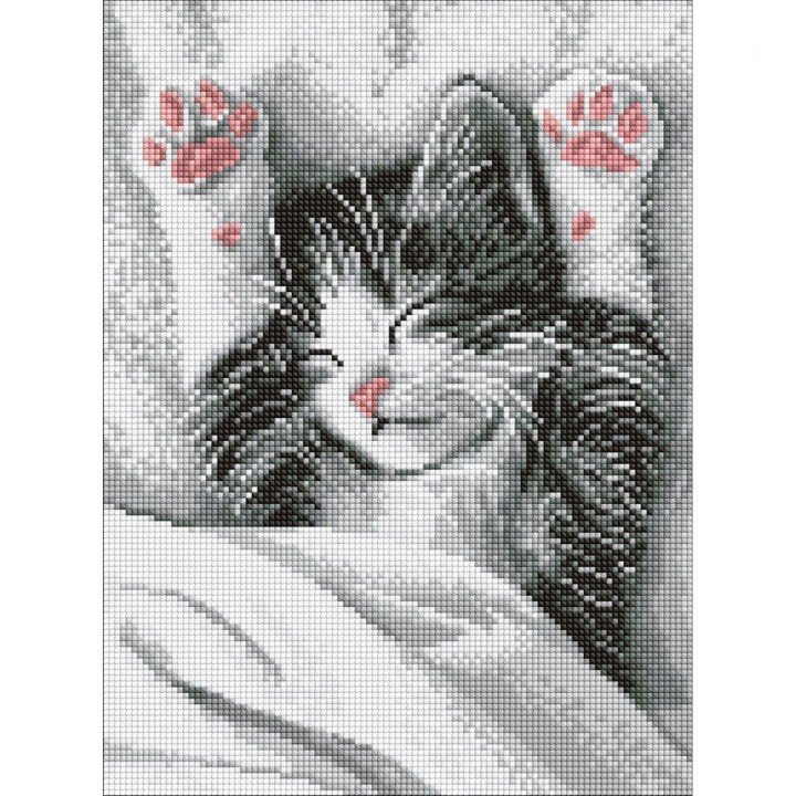 Алмазна мозаїка "Муркотливий ранок" 30х40см