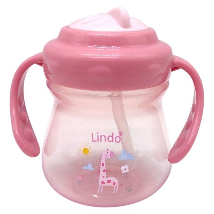 Поїлка-непроливайка з ручками та силіконовою 250 мл. ЖИРАФ (РОЖЕВИЙ)