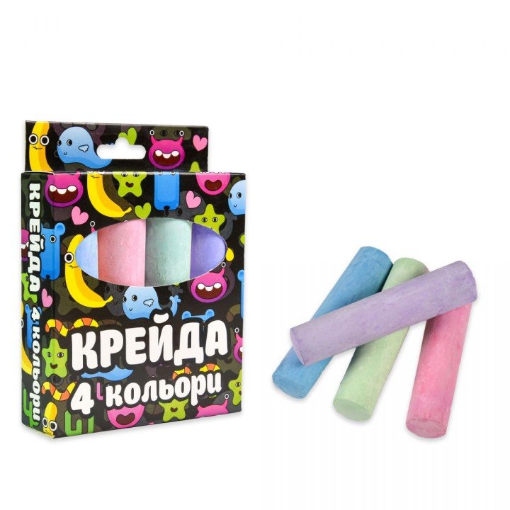 Крейда Велика кругла - 4 штуки, різнокольорова