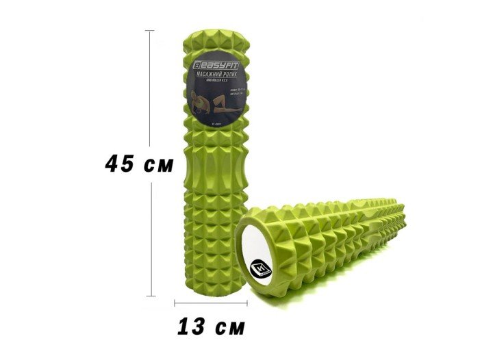 Масажний ролик EasyFit Grid Roller 45 см v.2.2 Салатовий