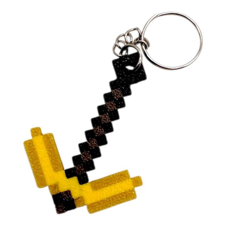 3D Брелоки MINECRAFT / МАЙНКРАФТ PICKAXE TOOL / КАЙЛО KEYCHAIN, ЗОЛОТИЙ, 3D друк